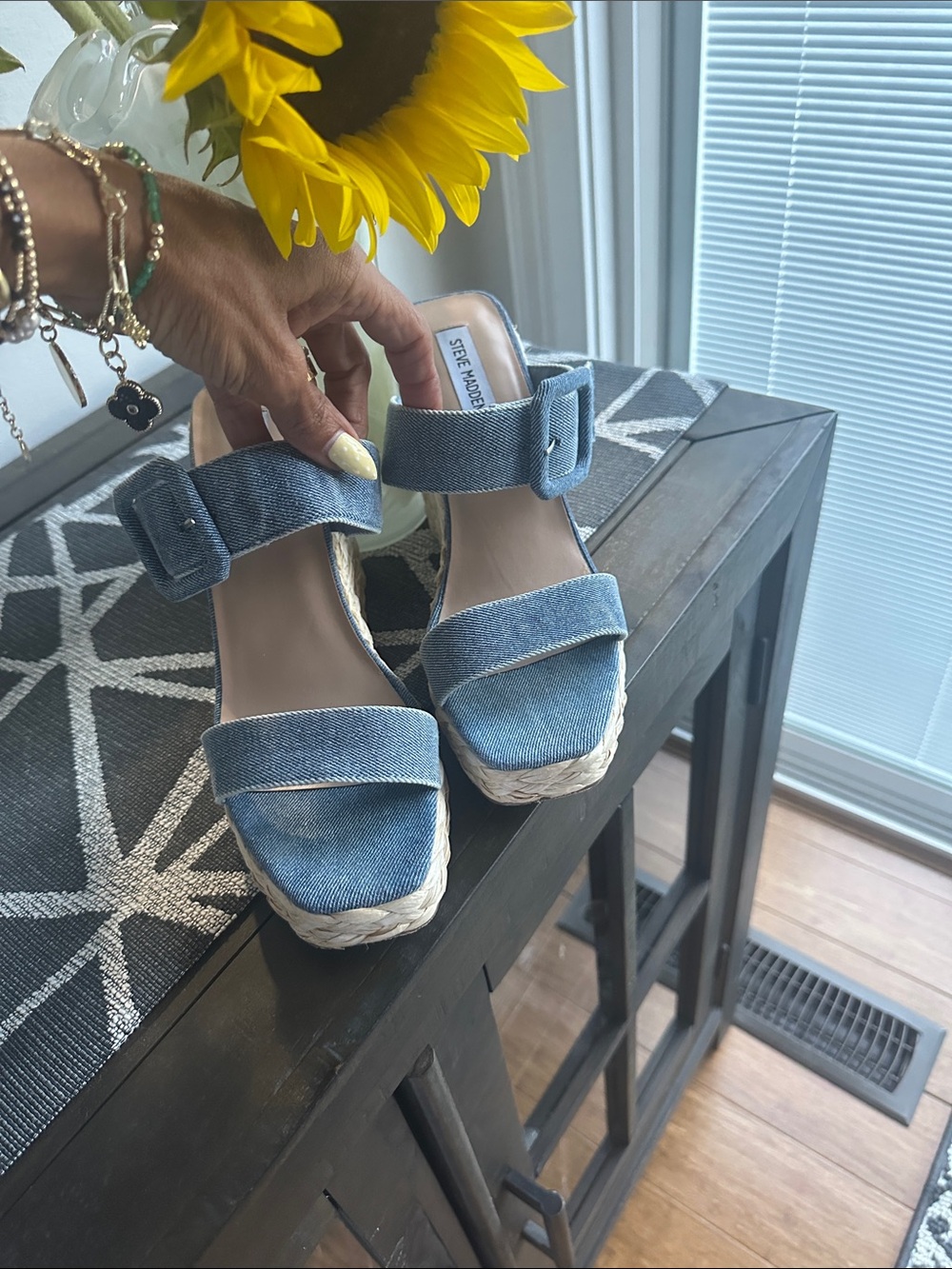Steve Madden Denim Blue Espadrille Platform Sandals